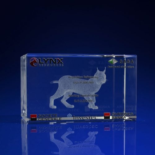 Rectangle Crystal Award - Lynx Print