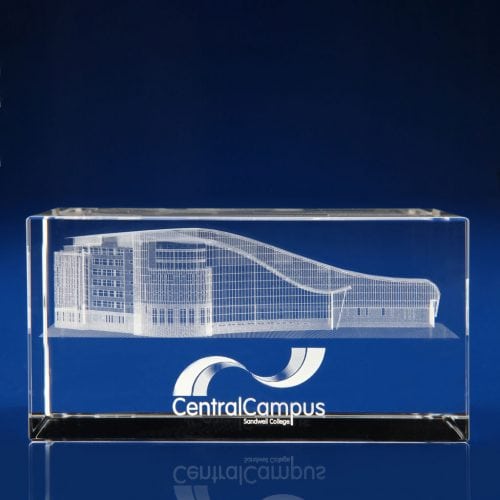 Rectangle Paperweight - 3D building, crystal architecture awards