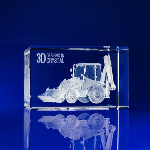 Rectangle Paperweight - 3D Tractor, Engraved Crystal Paperweights, Employee Gifts, Corporate Gift Paperweights, engraved glass paperweights uk, promotional paperweights, corporate engraved gifts,custom paperweights, glass paperweights