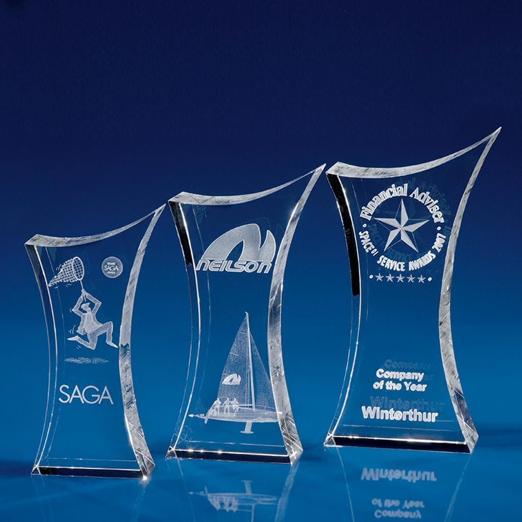Corporate Crystal Trophy Paperweight - all sizes